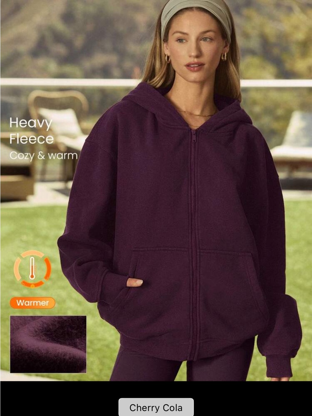 Glowmode Oversized Cozy Heavy Fleece Zip Hoodie - Cherry Cola Purple